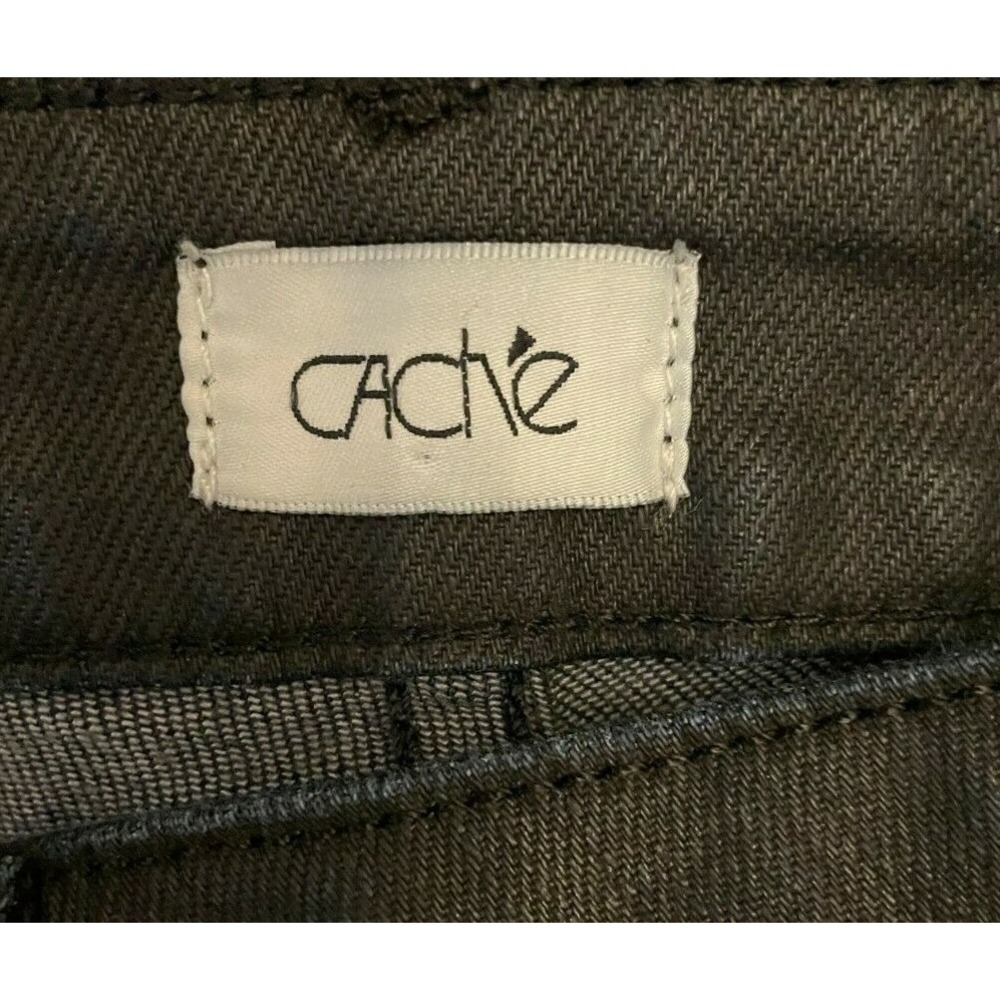 Cache Womens Low Rise Straight Leg Tuxedo Stripe Denim Jeans Size 0 Black Cotton - Picture 2 of 13